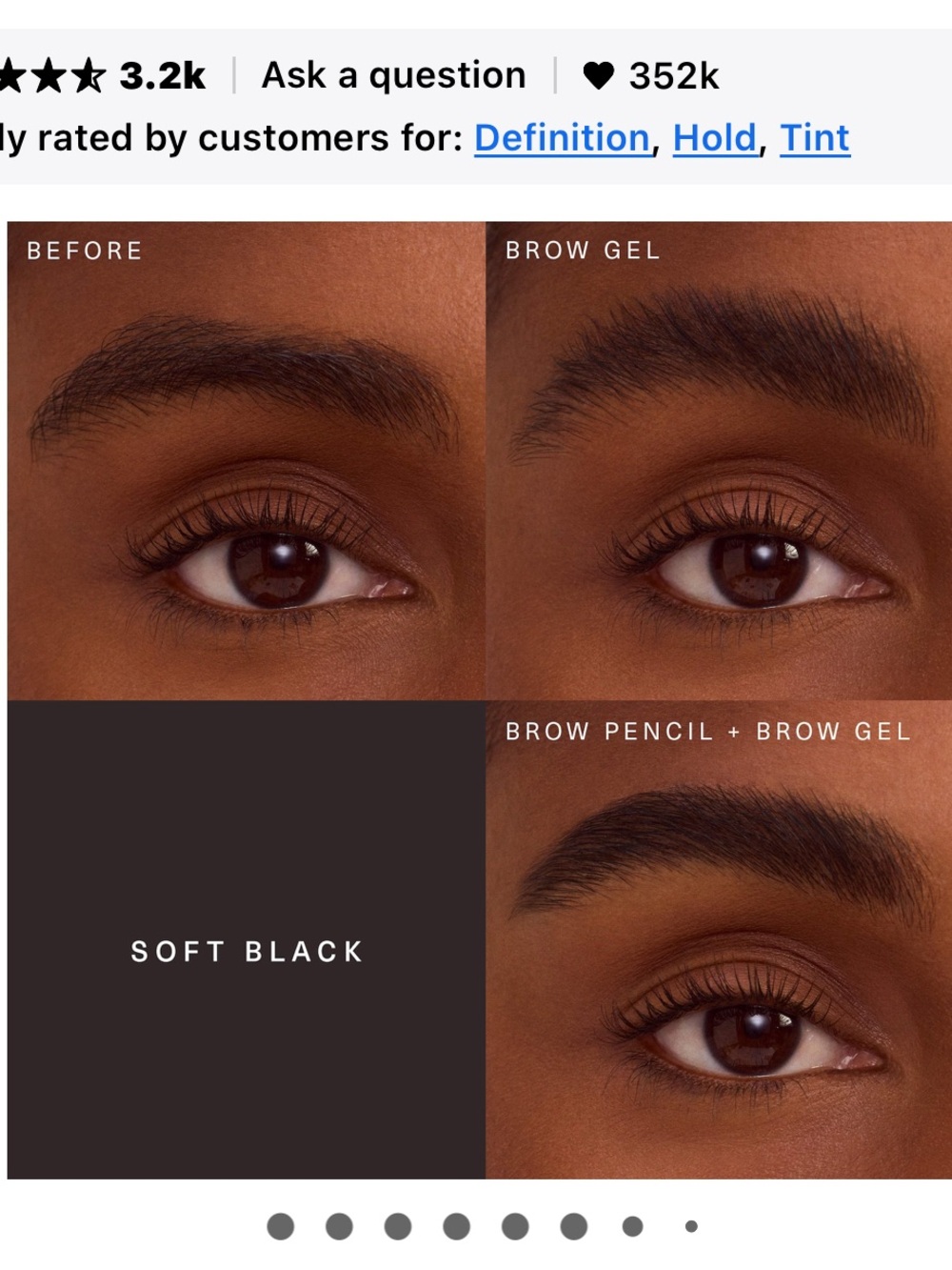 Rare Beauty Tinted Brow Gel in Soft Black - Picture 2 of 3
